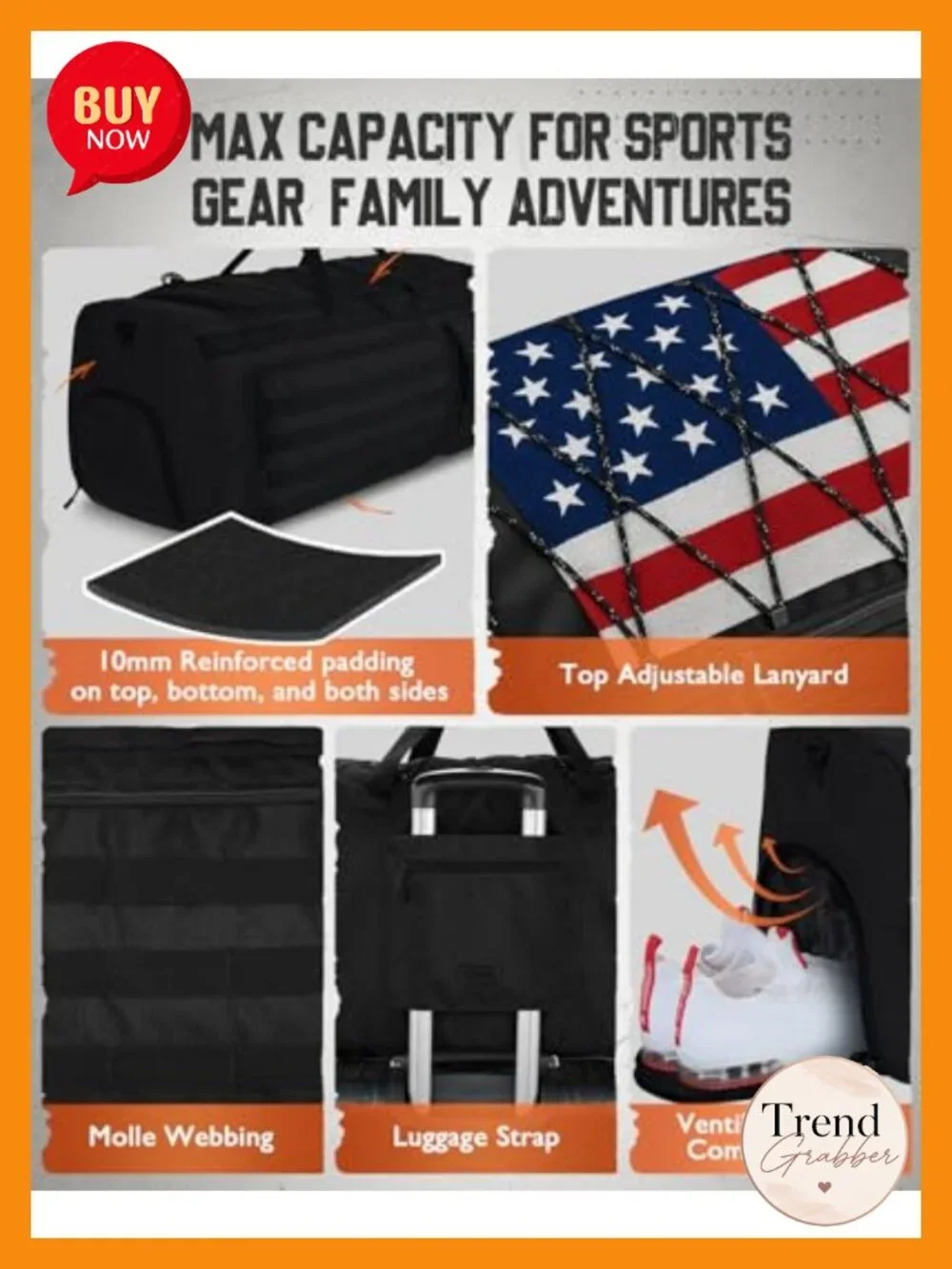 90L Convertible Duffel Backpack Travel Sports Gym Bag with Shoe Pocket